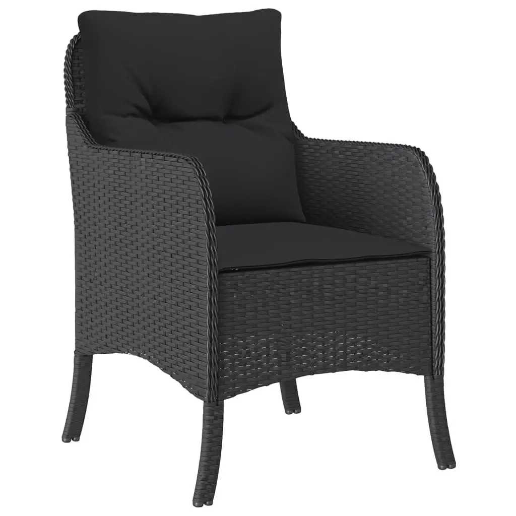 Outdoor Dining Set Black 3 Piece Garden Furniture Poly Rattan with Cushions