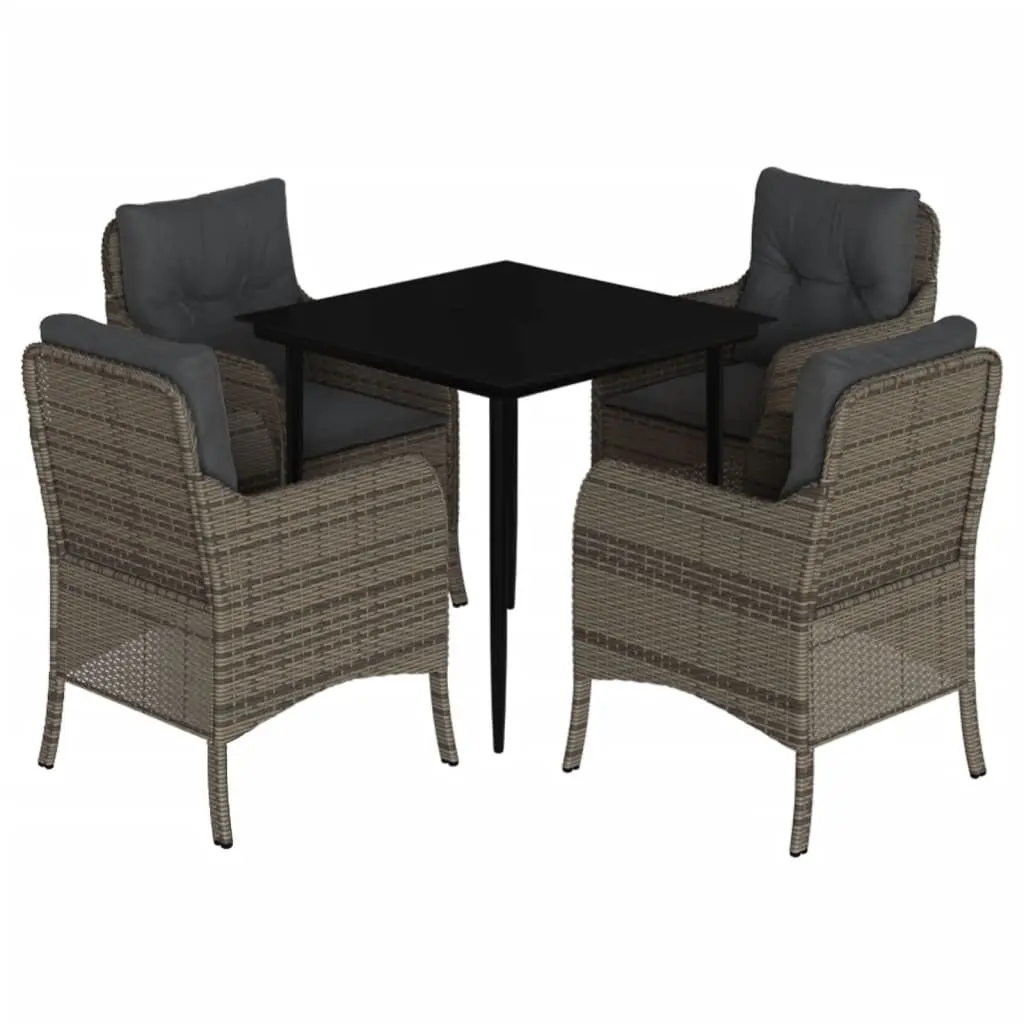 Garden Dining Set 5 Piece Outdoor Furniture Table Chairs Cushions Grey Patio
