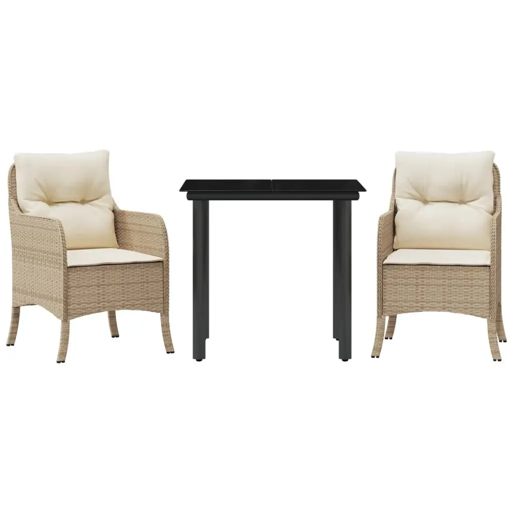 Outdoor Dining Set Beige 3 Piece Garden Furniture with Cushions