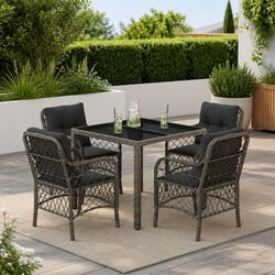 Compact 5-Piece Grey Outdoor Dining Set for Relaxation