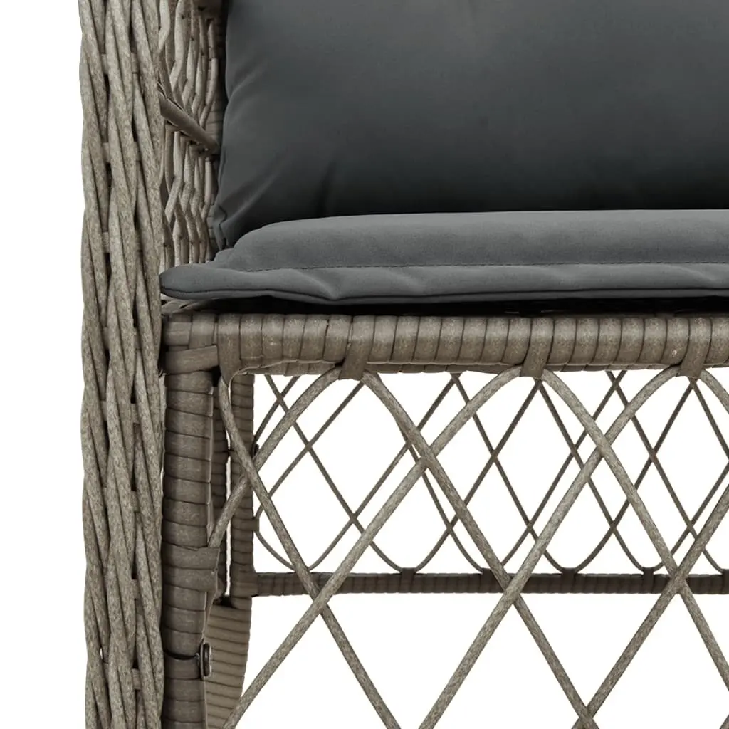 Garden Dining Set Grey 5 Piece Poly Rattan with Cushions Acacia Wood Table