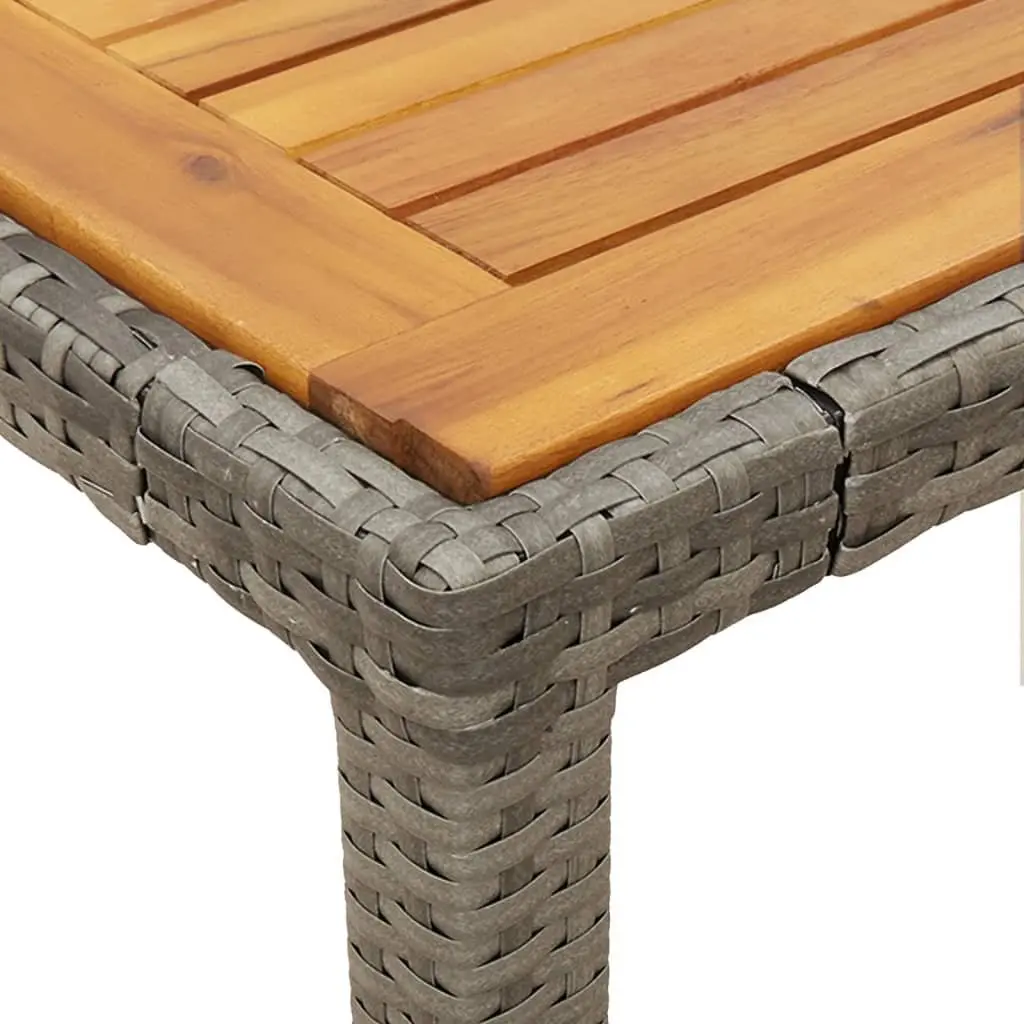 Garden Dining Set Grey 5 Piece Poly Rattan with Cushions Acacia Wood Table