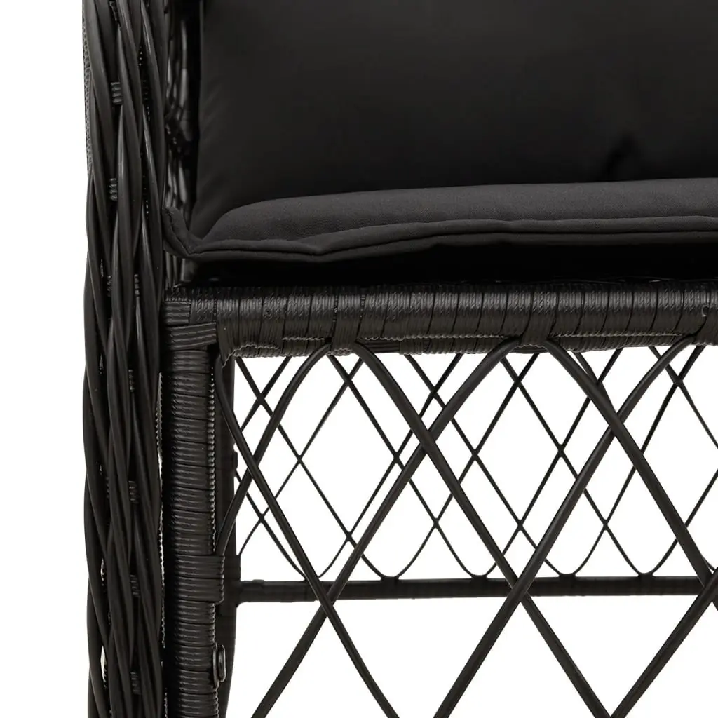 Outdoor Dining Set 5 Piece Garden Furniture Black Poly Rattan with Cushions