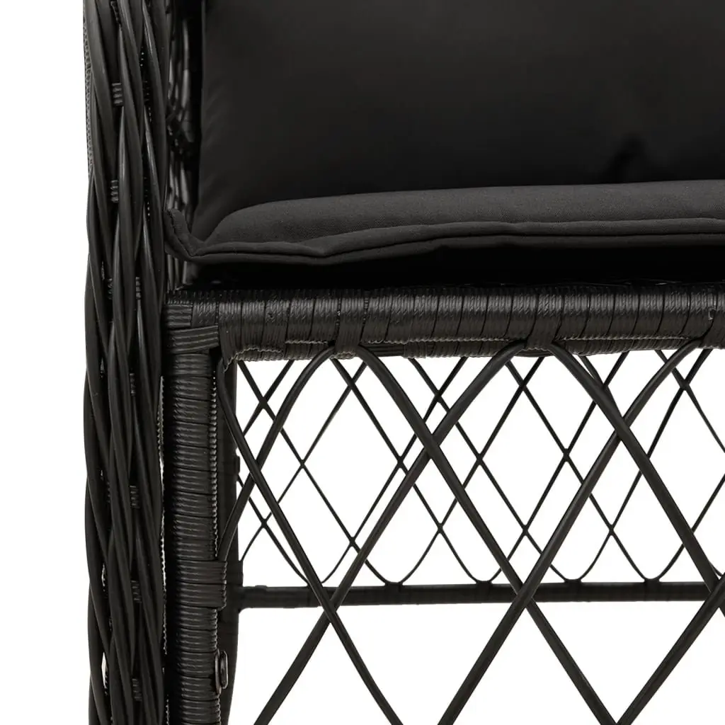 Outdoor Dining Set 5 Piece Garden Furniture Black Poly Rattan with Cushions
