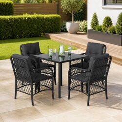 Outdoor Dining Set 5 Piece Garden Furniture Patio Table Chairs with Cushions