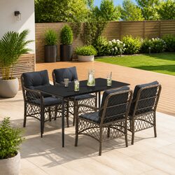 Garden Dining Set 5 Piece Outdoor Patio Furniture with Cushions Grey