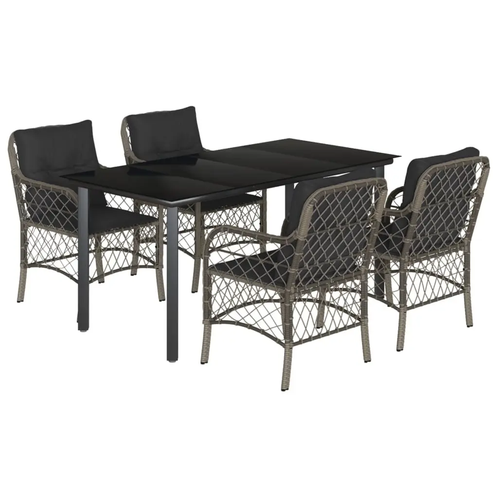 Garden Dining Set 5 Piece Outdoor Furniture Patio Table Chairs Cushions Grey
