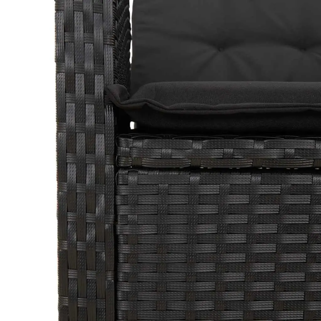 7 Piece Garden Dining Set Outdoor Furniture with Cushions Black Poly Rattan