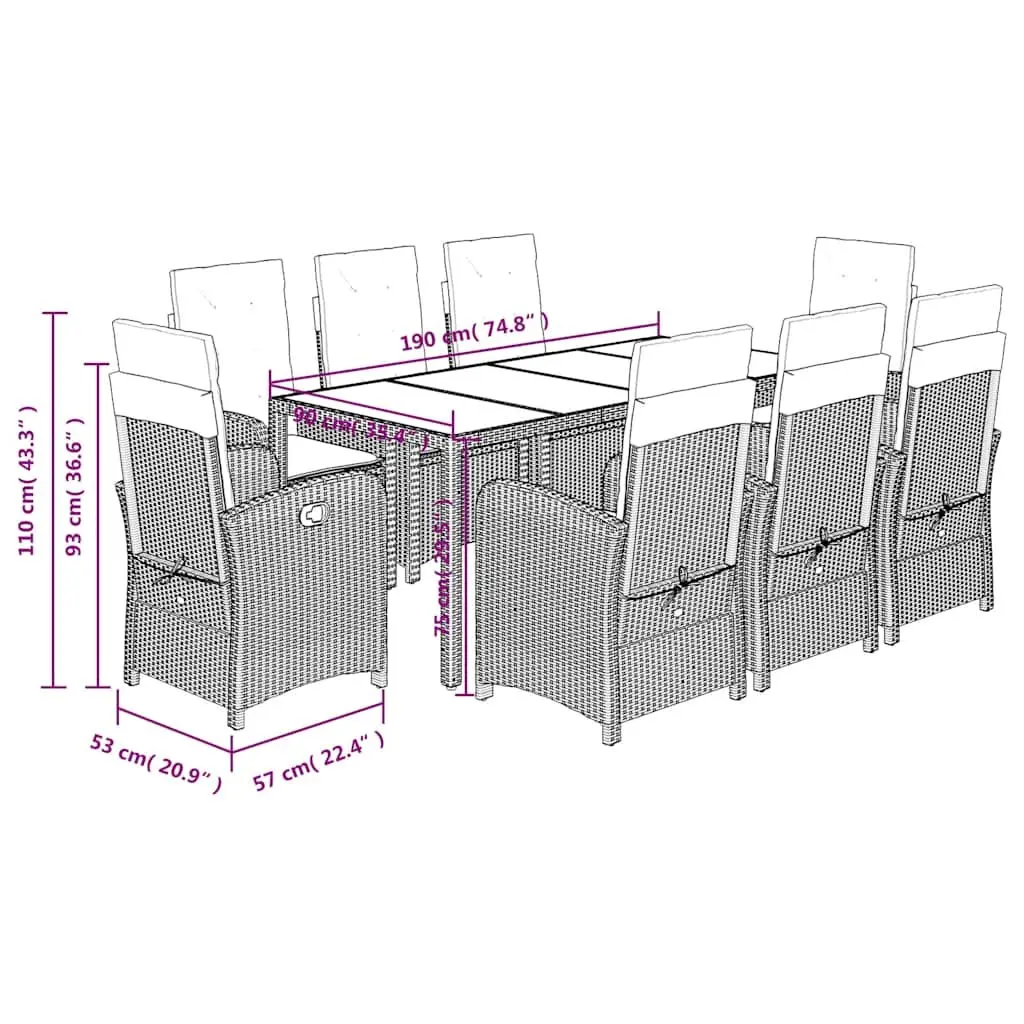 9 Piece Outdoor Dining Set for Relaxation