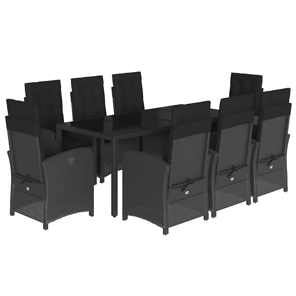 Garden Dining Set 9 Piece Outdoor Furniture Black Poly Rattan Chair Table Patio