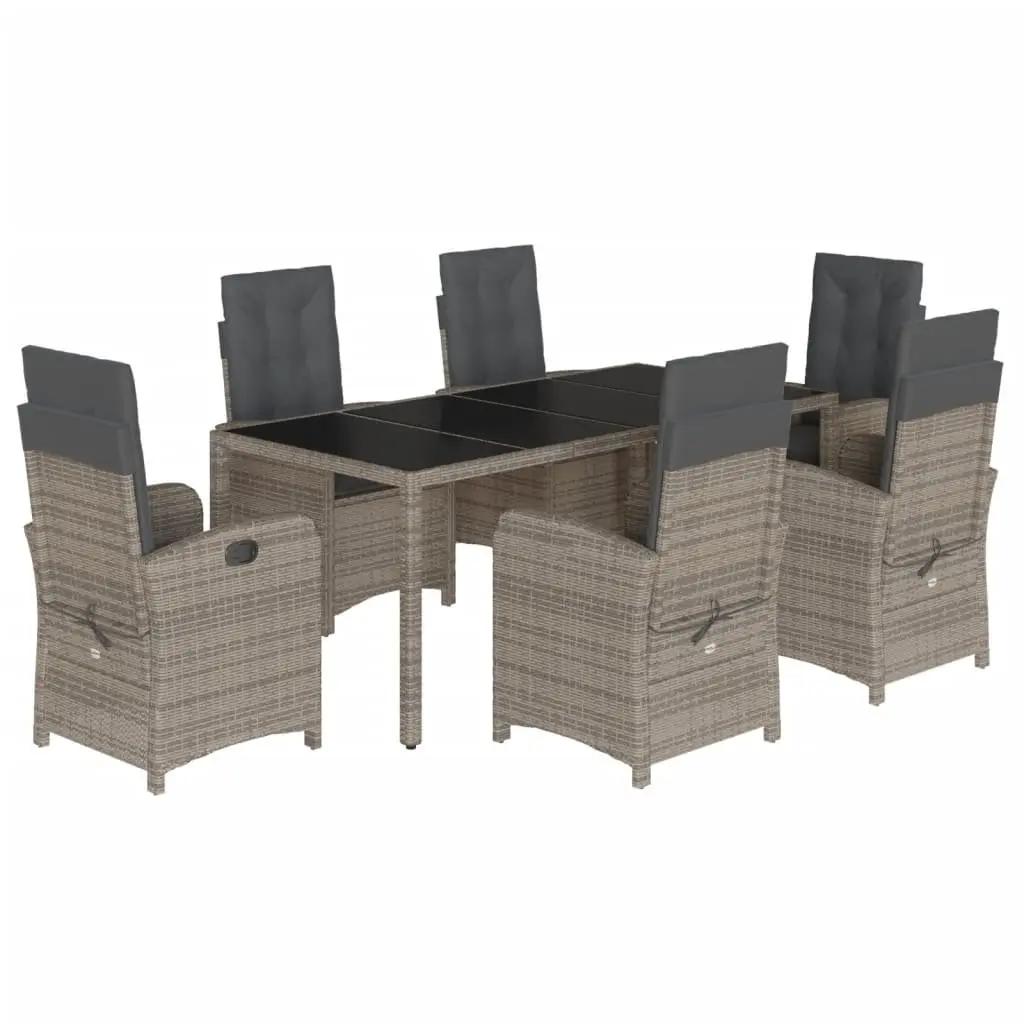 Garden Dining Set 7 Piece Outdoor Furniture Grey Poly Rattan Cushions Patio
