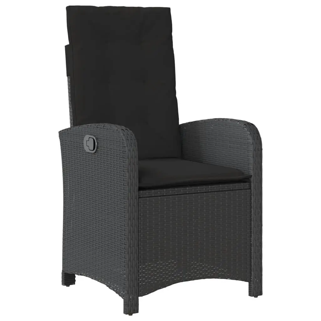 3 Piece Outdoor Dining Set Black Poly Rattan Furniture Garden Patio Table Chairs
