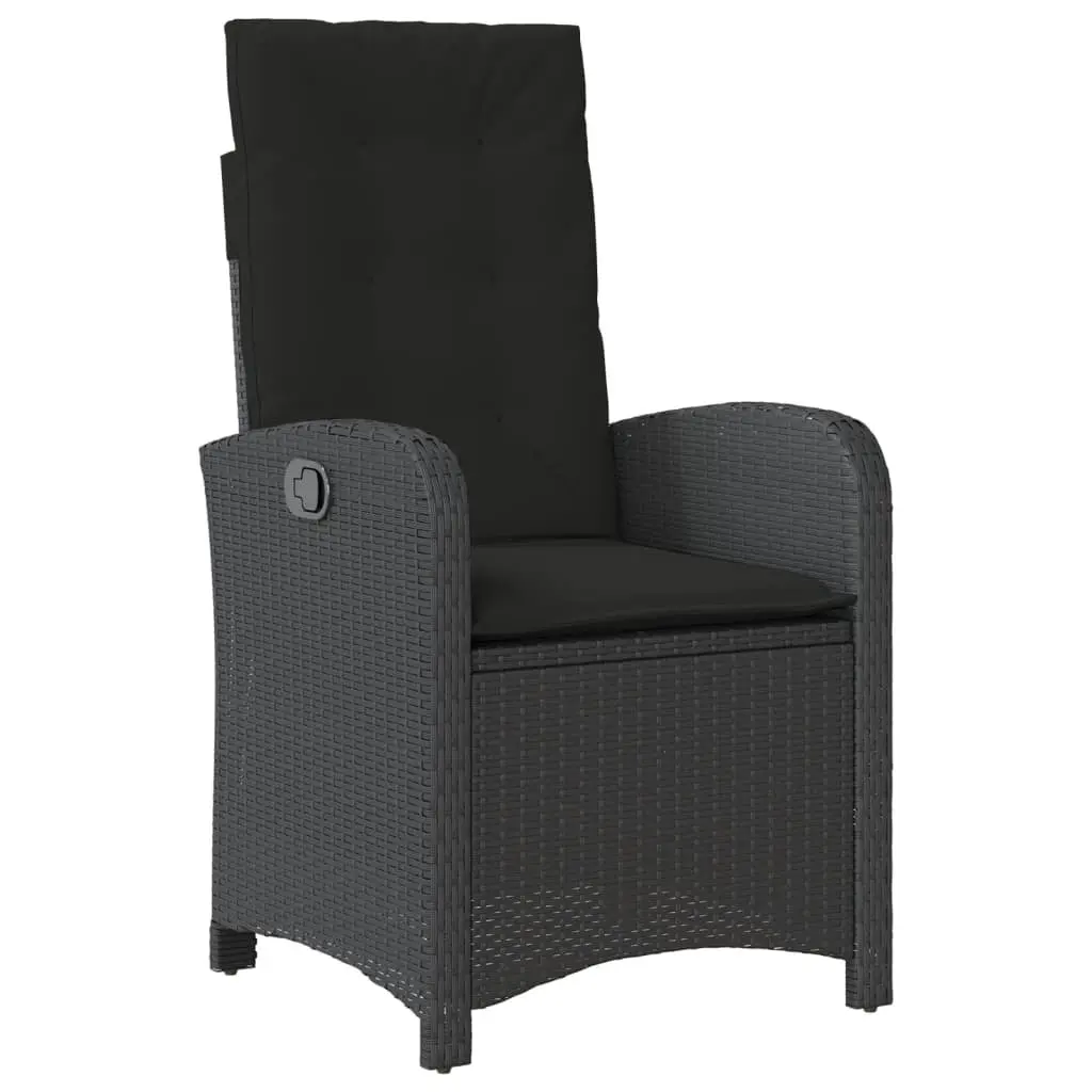 5 Piece Outdoor Dining Set Black PE Rattan Garden Furniture with Cushions