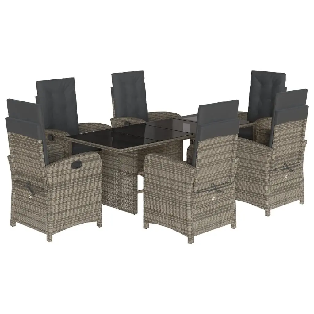 Garden Dining Set Grey 7 Piece Outdoor Furniture Poly Rattan with Cushions