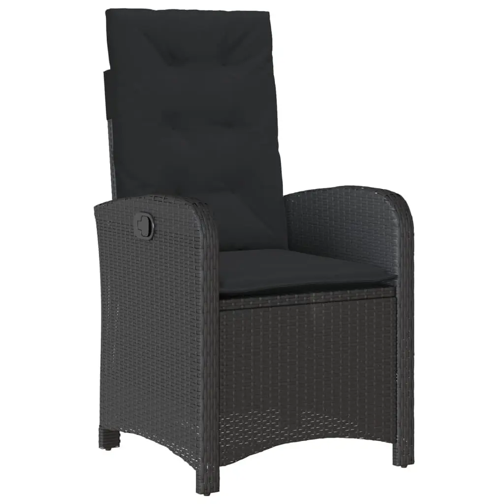 7 Piece Outdoor Garden Dining Set Black Poly Rattan Chairs Table Patio Furniture