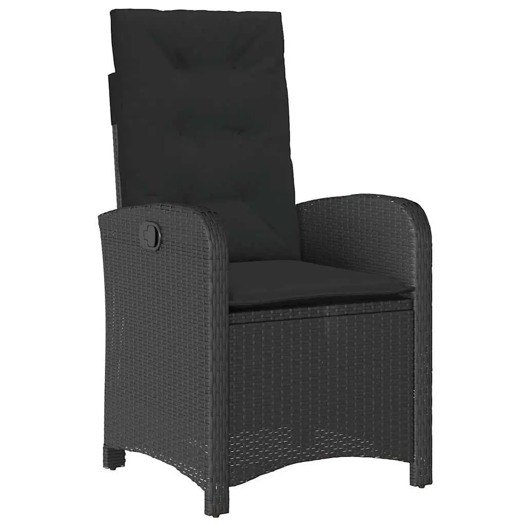 9 Piece Outdoor Garden Dining Set Black Poly Rattan Chairs Table with Cushions