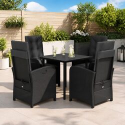 Garden Dining Set 5 Piece Outdoor Furniture Black Poly Rattan Chair Table Patio