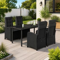 Compact 5 Piece Black Outdoor Dining Furniture Set