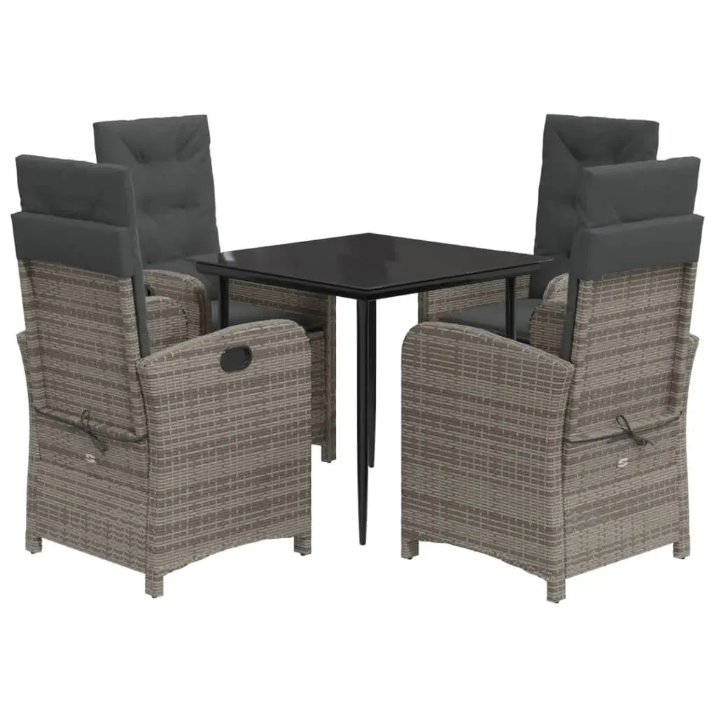5 Piece Grey Poly Rattan Outdoor Dining Set