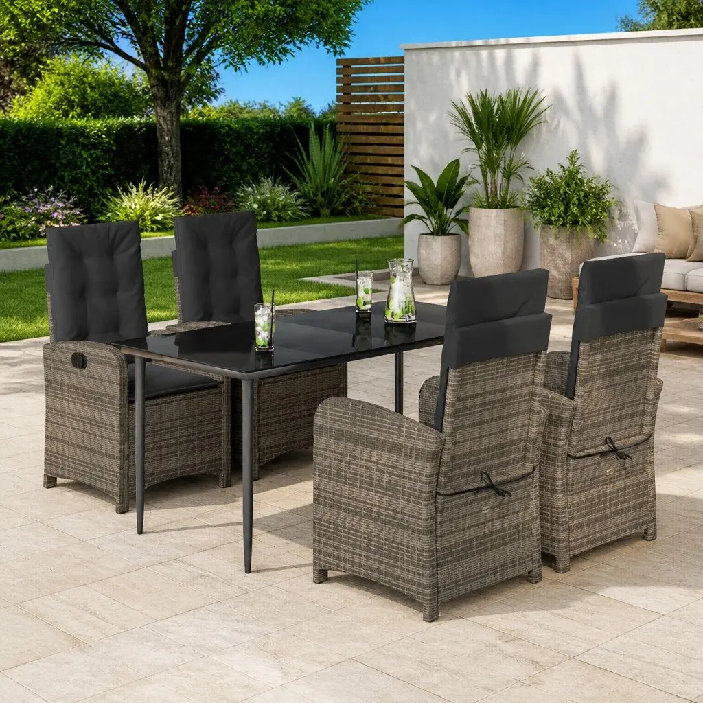 5-Piece Garden Dining Set with Adjustable Backrest