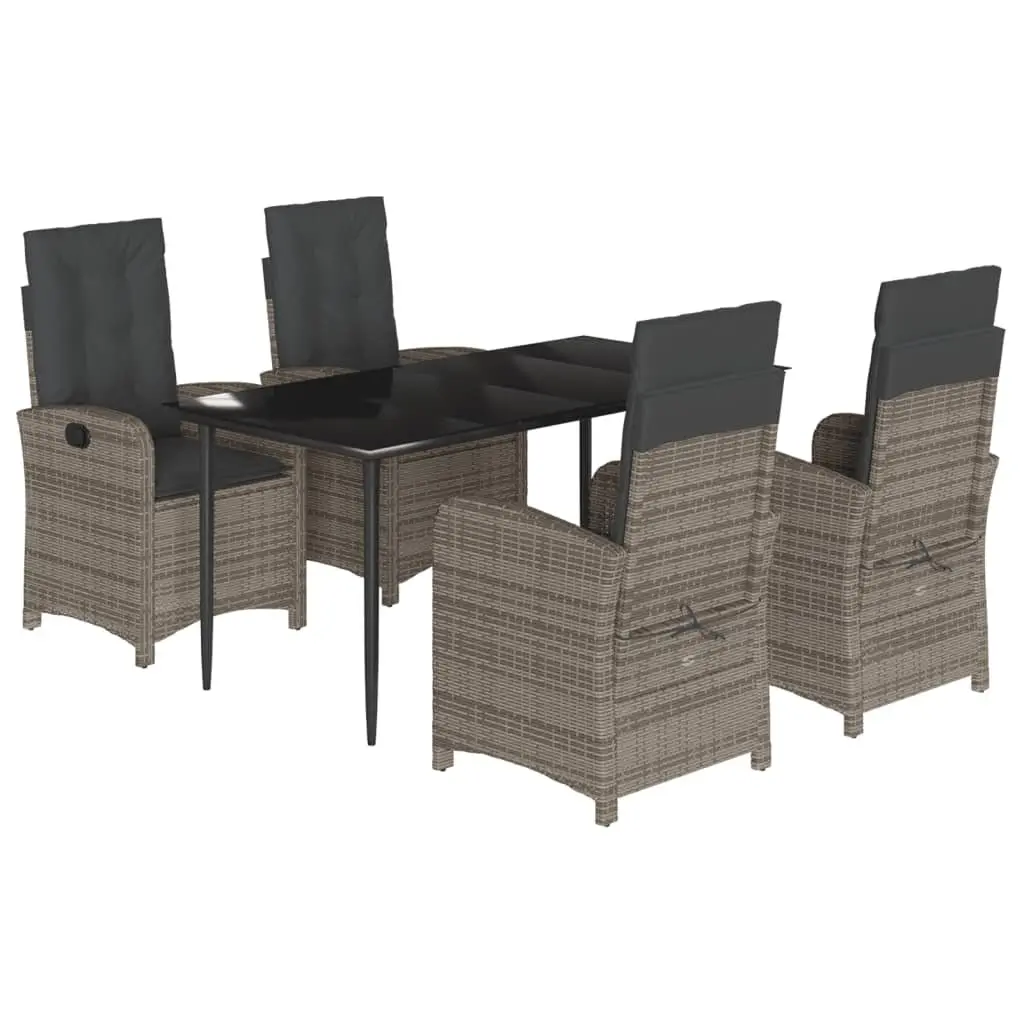 5-Piece Garden Dining Set with Adjustable Backrest