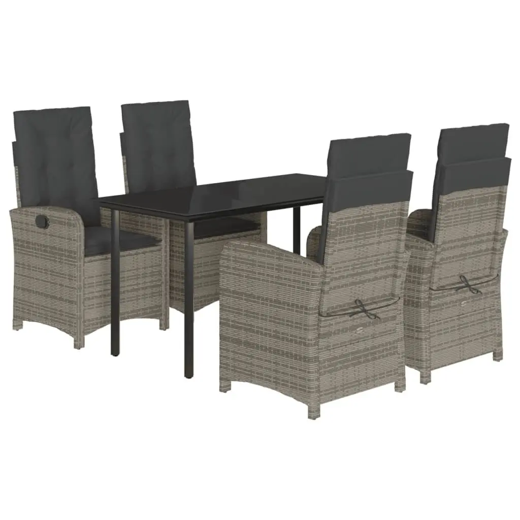 Garden Dining Set Grey 5 Piece Outdoor Furniture Poly Rattan Cushions