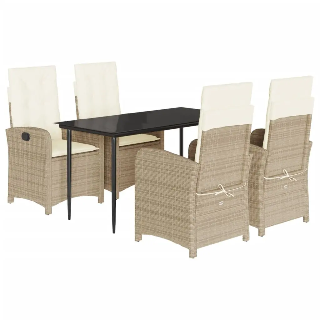 Garden Dining Set Beige 5 Piece Outdoor Furniture Patio Table Chairs Cushions
