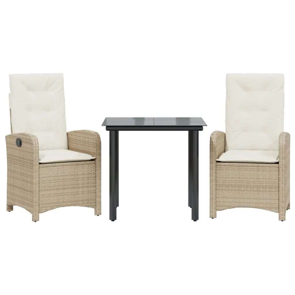 Garden Dining Set 3 Piece Outdoor Furniture Poly Rattan Patio Adjustable
