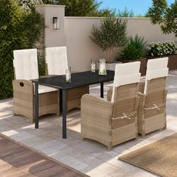 Garden Dining Set 5 Piece Outdoor Furniture Poly Rattan Chairs Table Patio