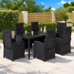 Compact 7 Piece Outdoor Dining Set with Adjustable Features