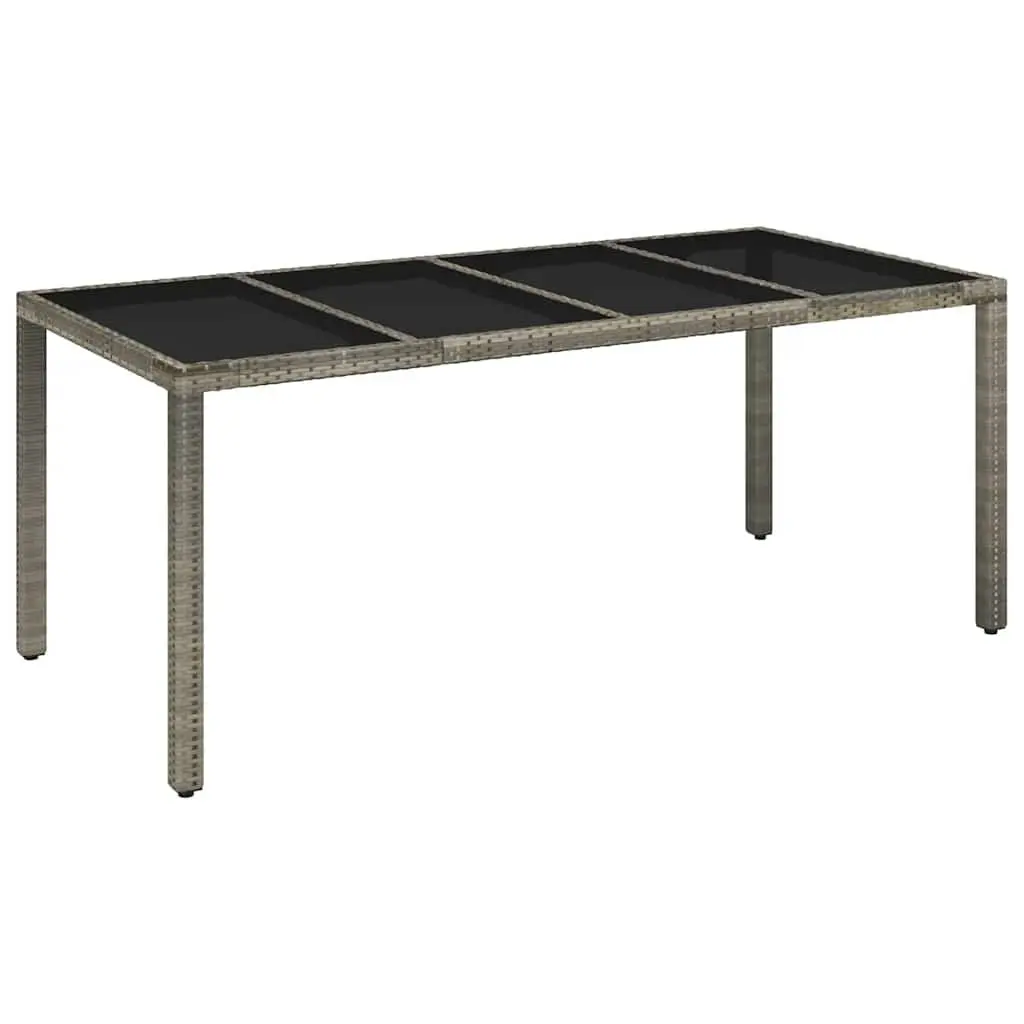 7 Piece Outdoor Dining Set Grey Cushioned Rattan Furniture with Adjustable Backrests and Tempered Glass Table