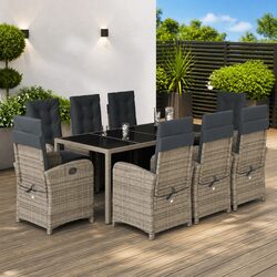 9 Piece Grey Outdoor Dining Set