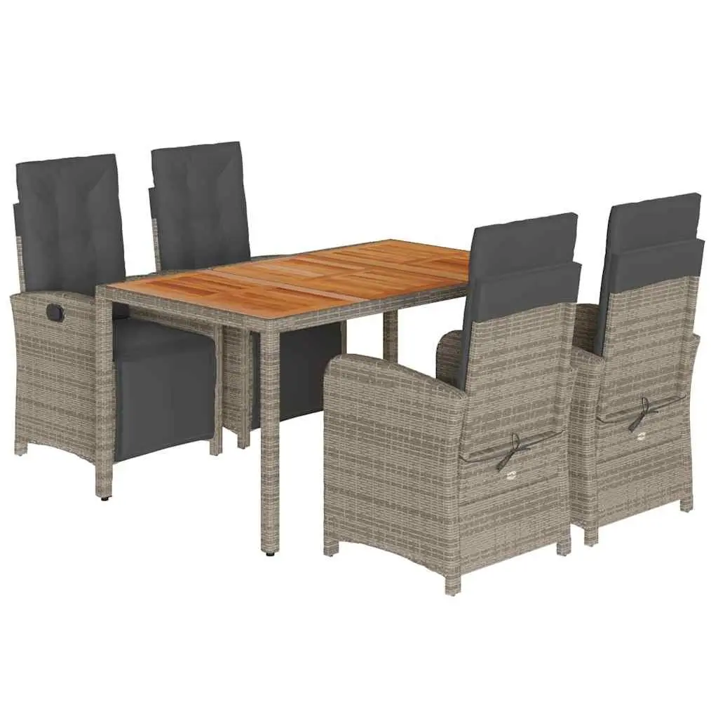 Garden Dining Set 5 Piece Outdoor Furniture Grey Poly Rattan Table Chairs