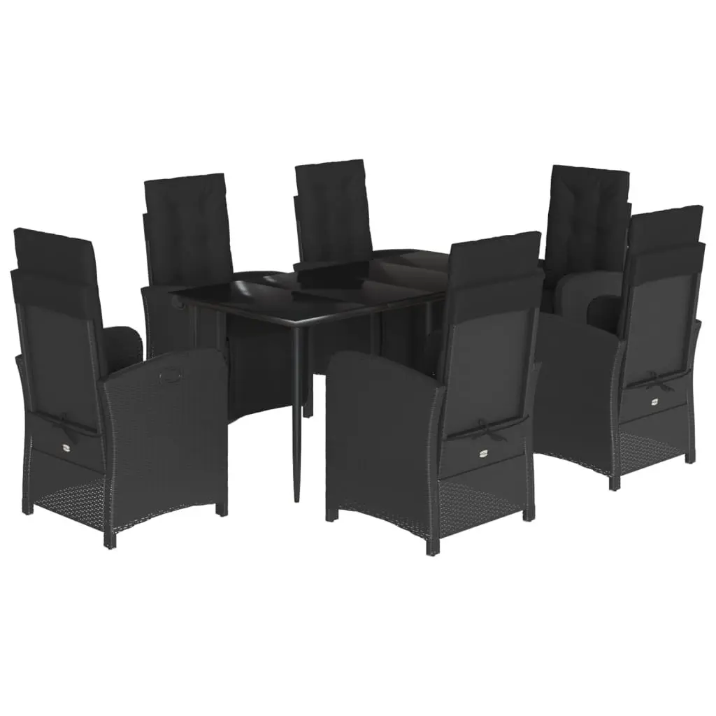 Garden Dining Set 7 Piece Outdoor Furniture Black Poly Rattan Table Chairs
