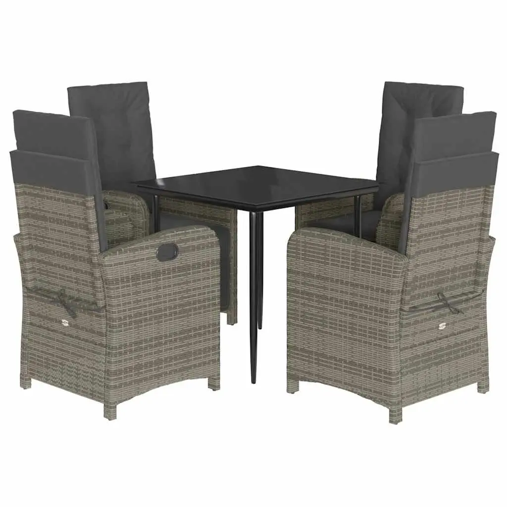 5 Piece Outdoor Dining Set with Grey Cushions