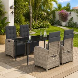 Enjoyable Outdoor Dining Chair Set with Adjustable Backrest and Table