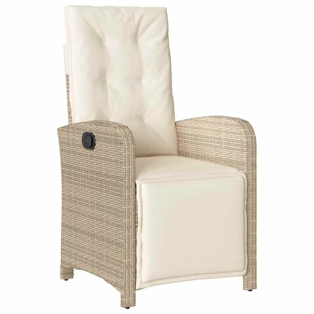 Garden Dining Set Beige 5 Piece Poly Rattan Outdoor Furniture with Cushions
