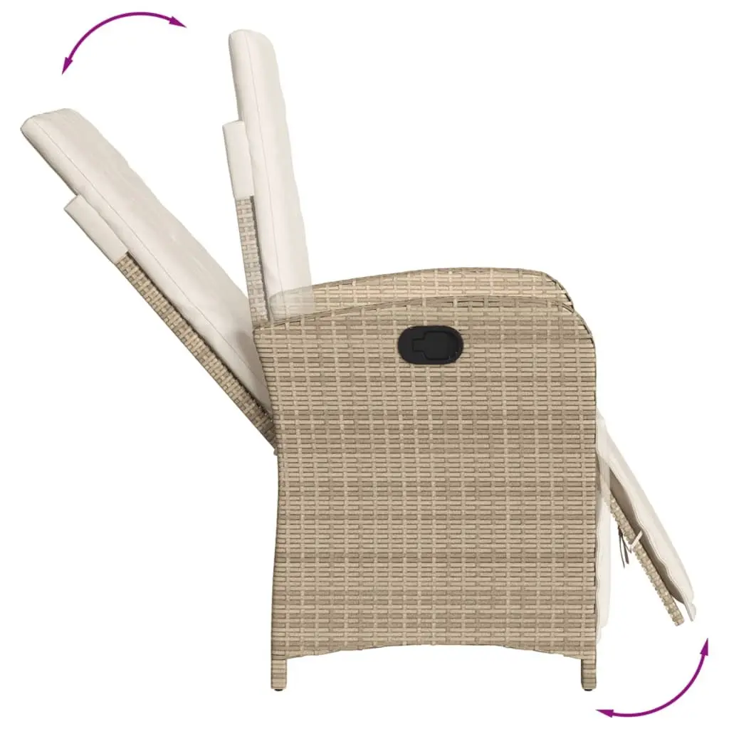 Garden Dining Set Beige 5 Piece Outdoor Furniture Poly Rattan Adjustable Backrest and Footrest