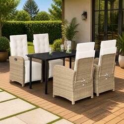 5-Piece Outdoor Garden Dining Set with Cushions