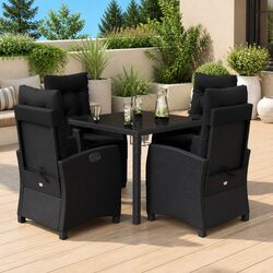 Black Rattan Garden Dining Set