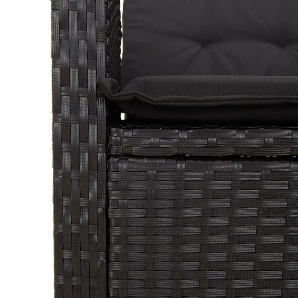 Outdoor Dining Set 5 Piece Garden Furniture with Cushions Black Poly Rattan