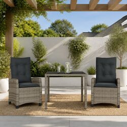 Compact and Versatile Grey Rattan Dining Set