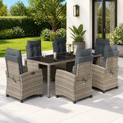 Compact and Stylish 7-Piece Grey Dining Set