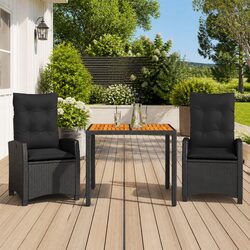 Compact Black Poly Rattan Outdoor Dining Set