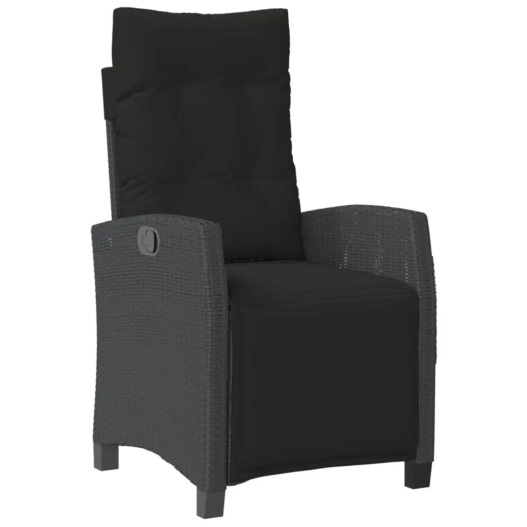 Outdoor Dining Set Black 7 Piece PE Rattan Garden Furniture with Cushions