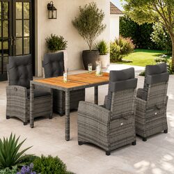 Stylish 5-Piece Outdoor Dining Set with Padded Seating
