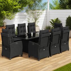 Efficient 9 Piece Garden Dining Set with Cushions