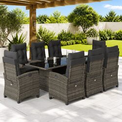 Concise 9 Piece Outdoor Dining Set in Grey