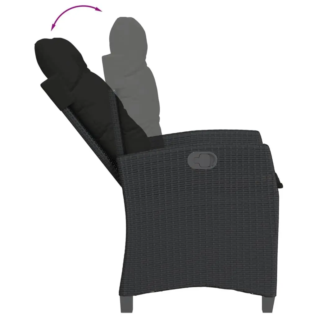 Outdoor Dining Set 9 Piece Garden Furniture Black Poly Rattan with Cushions