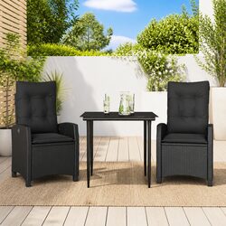 Compact 3 Piece Outdoor Dining Set in Black